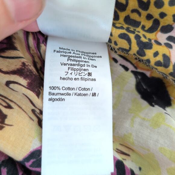 J. Crew Top Womens 4 Ratti Safari Colorful Animal Popover Zoo Teacher Giraffe - Picture 3 of 9